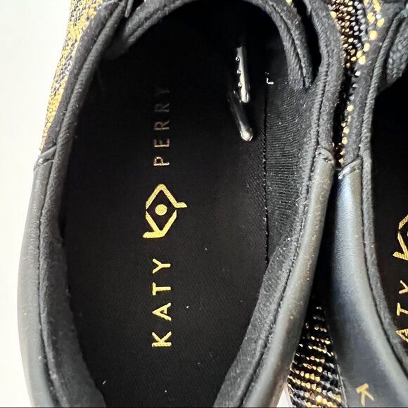 Katy Perry The Rizzo Black Gold Rhinestone Bling Leopard Fashion Sneakers Size 5 - Picture 5 of 9